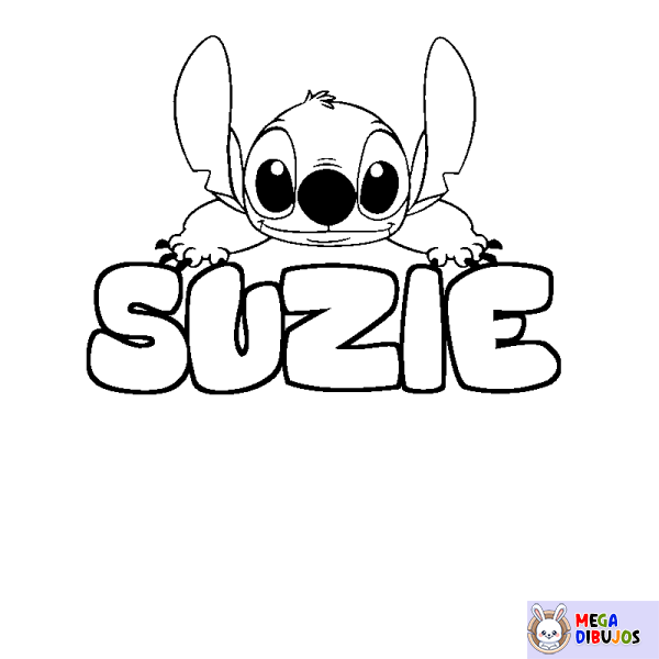 Coloración del nombre SUZIE - decorado Stitch