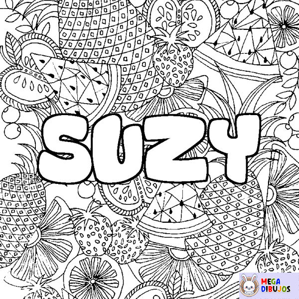 Coloración del nombre SUZY - decorado mandala de frutas