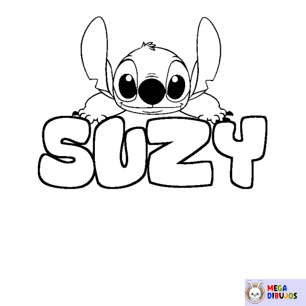 Coloración del nombre SUZY - decorado Stitch