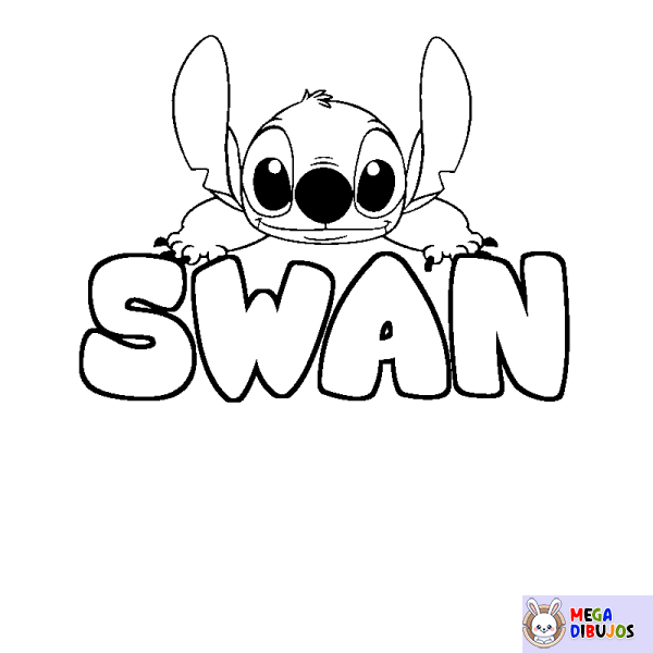 Coloración del nombre SWAN - decorado Stitch