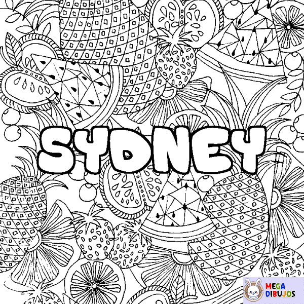 Coloración del nombre SYDNEY - decorado mandala de frutas