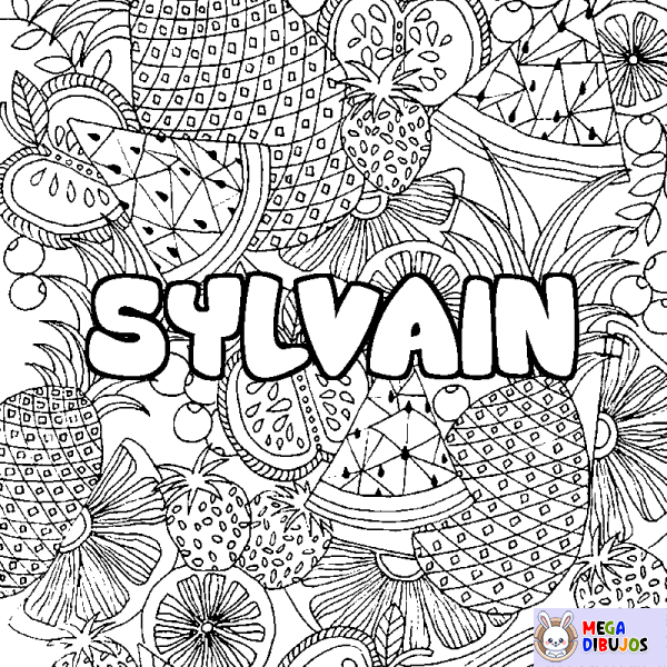 Coloración del nombre SYLVAIN - decorado mandala de frutas