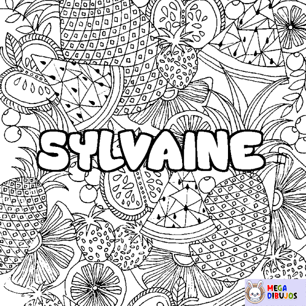 Coloración del nombre SYLVAINE - decorado mandala de frutas