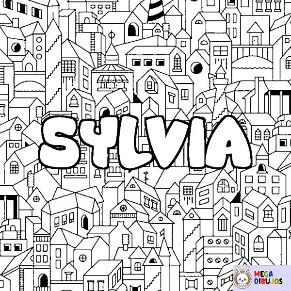 Coloración del nombre SYLVIA - decorado ciudad