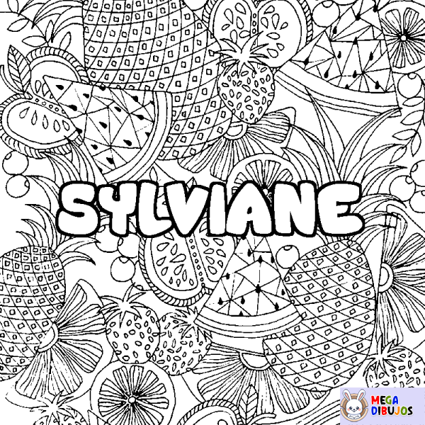 Coloración del nombre SYLVIANE - decorado mandala de frutas