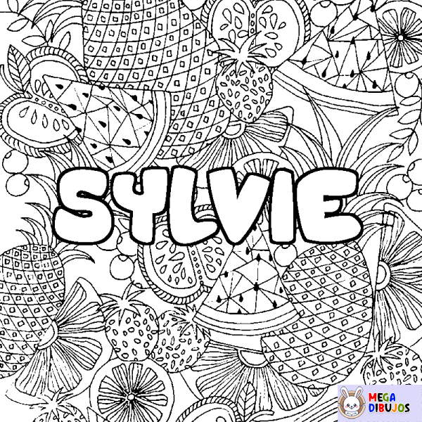 Coloración del nombre SYLVIE - decorado mandala de frutas