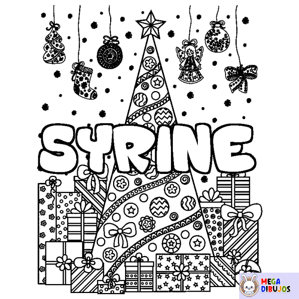 Coloración del nombre SYRINE - decorado &aacute;rbol de Navidad y regalos