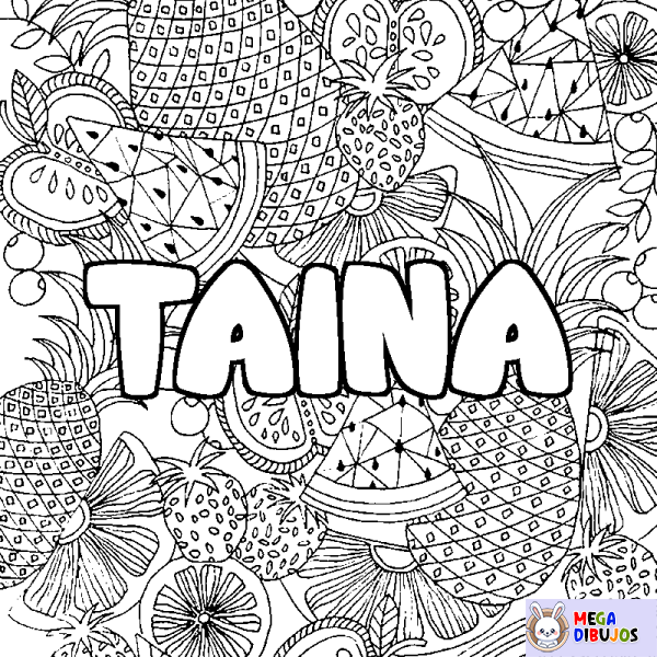 Coloración del nombre TAINA - decorado mandala de frutas