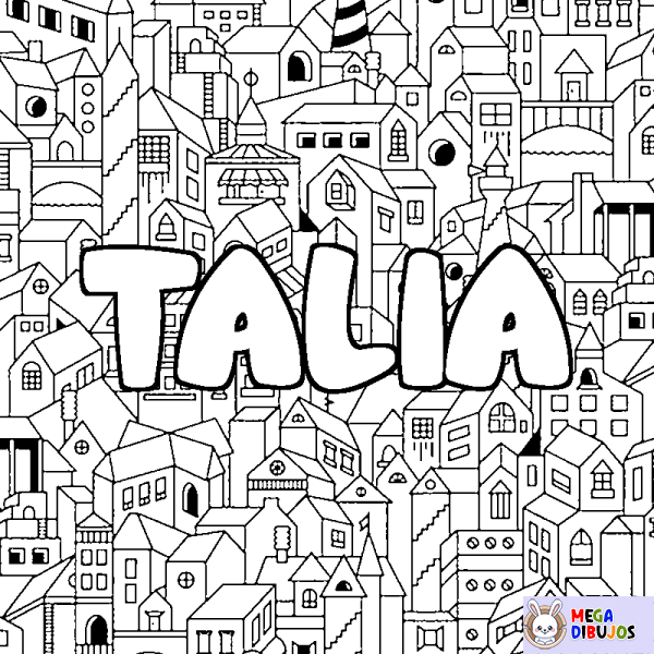 Coloración del nombre TALIA - decorado ciudad