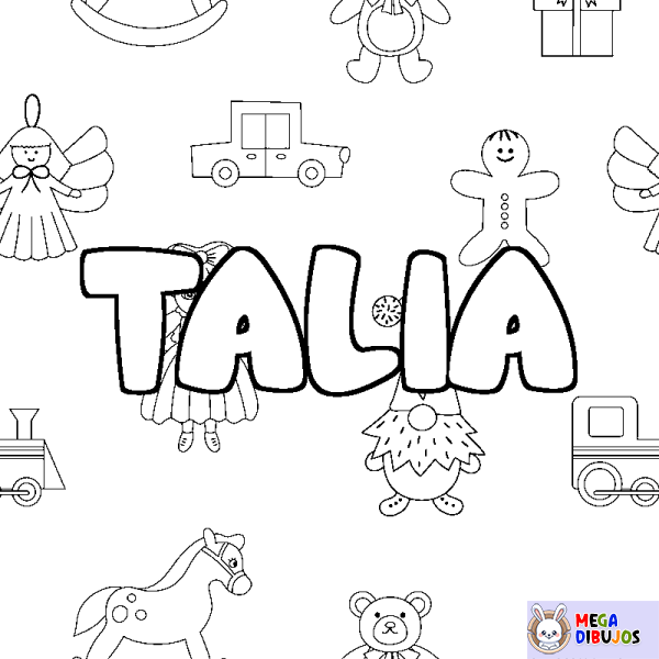 Coloración del nombre TALIA - decorado juguetes