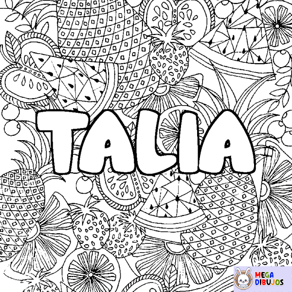 Coloración del nombre TALIA - decorado mandala de frutas