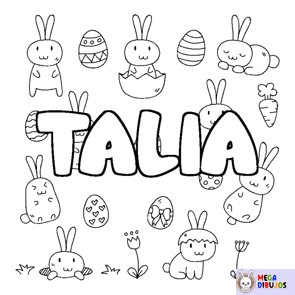 Coloración del nombre TALIA - decorado Pascua