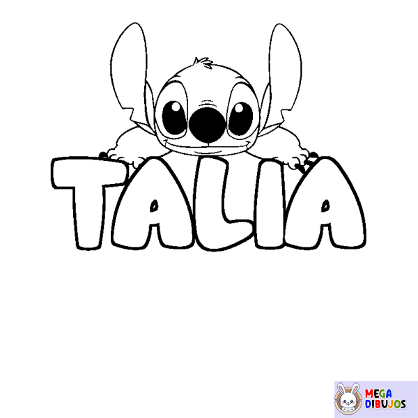 Coloración del nombre TALIA - decorado Stitch