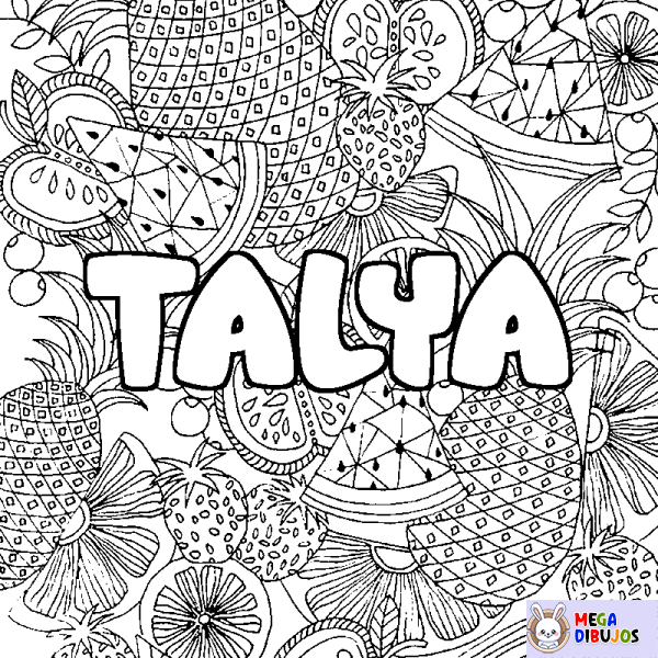 Coloración del nombre TALYA - decorado mandala de frutas