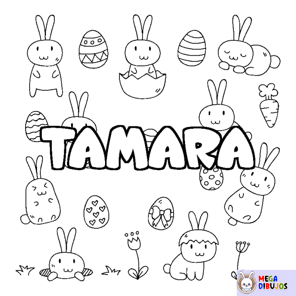 Coloración del nombre TAMARA - decorado Pascua