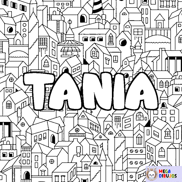 Coloración del nombre TANIA - decorado ciudad