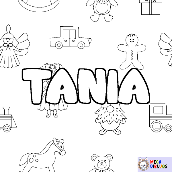 Coloración del nombre TANIA - decorado juguetes