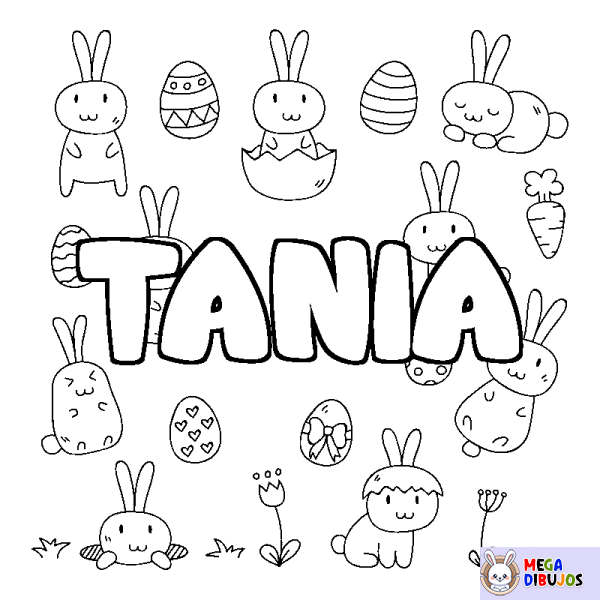 Coloración del nombre TANIA - decorado Pascua