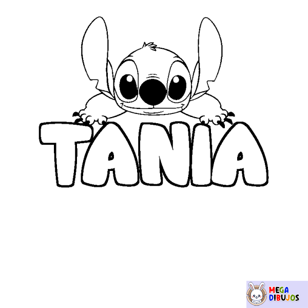 Coloración del nombre TANIA - decorado Stitch