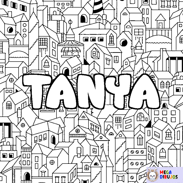 Coloración del nombre TANYA - decorado ciudad