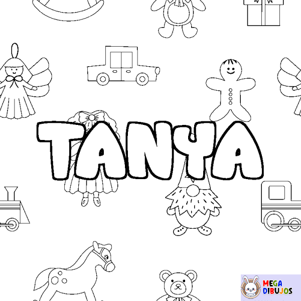 Coloración del nombre TANYA - decorado juguetes