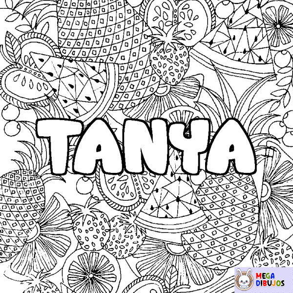 Coloración del nombre TANYA - decorado mandala de frutas