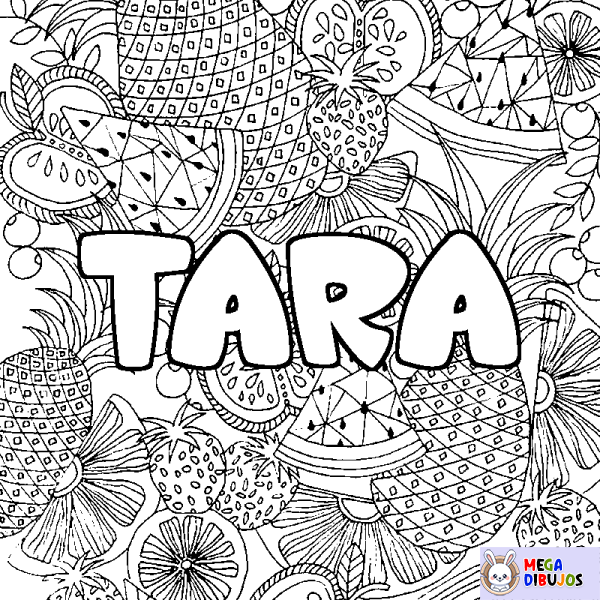 Coloración del nombre TARA - decorado mandala de frutas