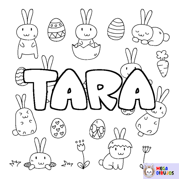 Coloración del nombre TARA - decorado Pascua