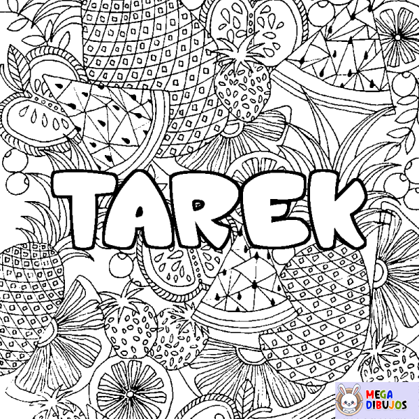 Coloración del nombre TAREK - decorado mandala de frutas