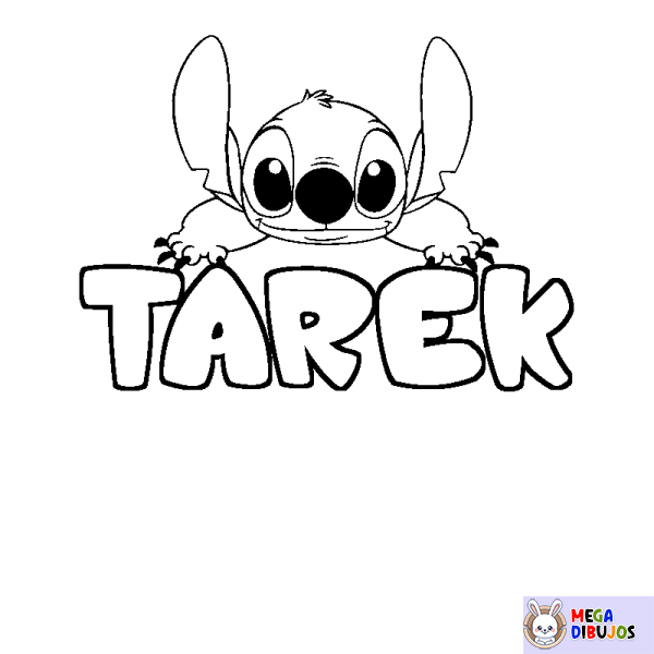 Coloración del nombre TAREK - decorado Stitch