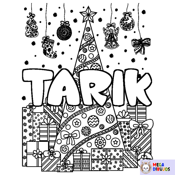 Coloración del nombre TARIK - decorado &aacute;rbol de Navidad y regalos