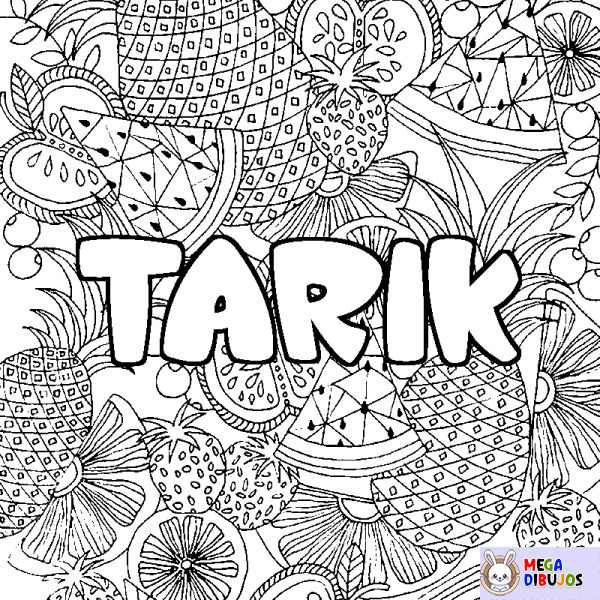 Coloración del nombre TARIK - decorado mandala de frutas