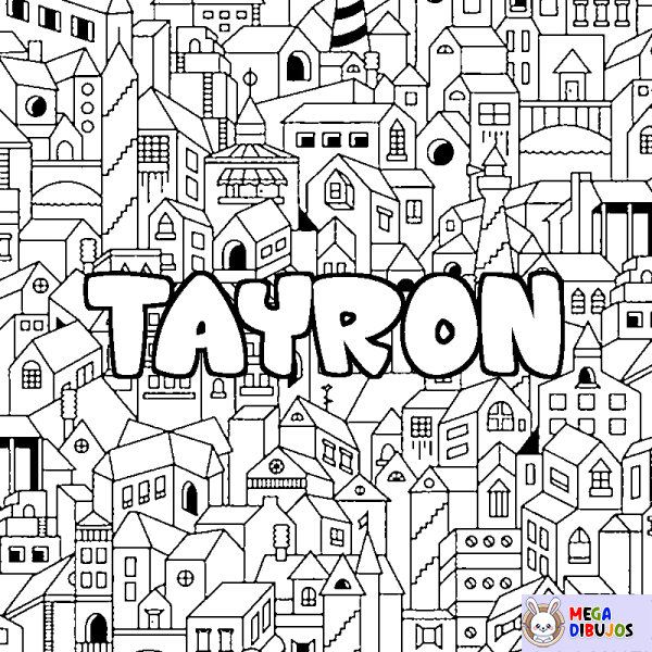 Coloración del nombre TAYRON - decorado ciudad