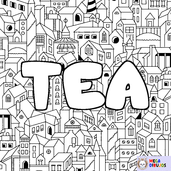 Coloración del nombre TEA - decorado ciudad