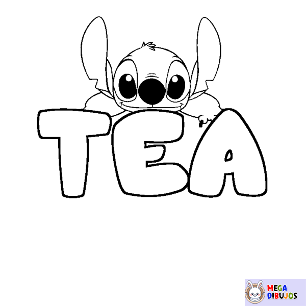 Coloración del nombre TEA - decorado Stitch