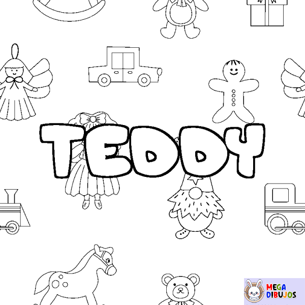 Coloración del nombre TEDDY - decorado juguetes