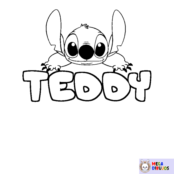 Coloración del nombre TEDDY - decorado Stitch