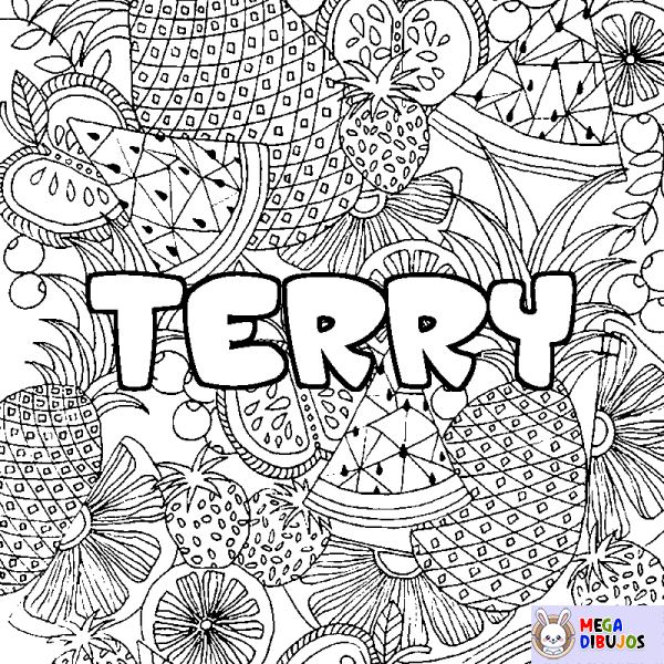 Coloración del nombre TERRY - decorado mandala de frutas