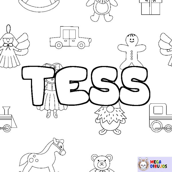 Coloración del nombre TESS - decorado juguetes