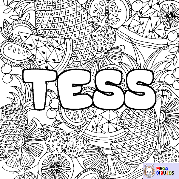 Coloración del nombre TESS - decorado mandala de frutas