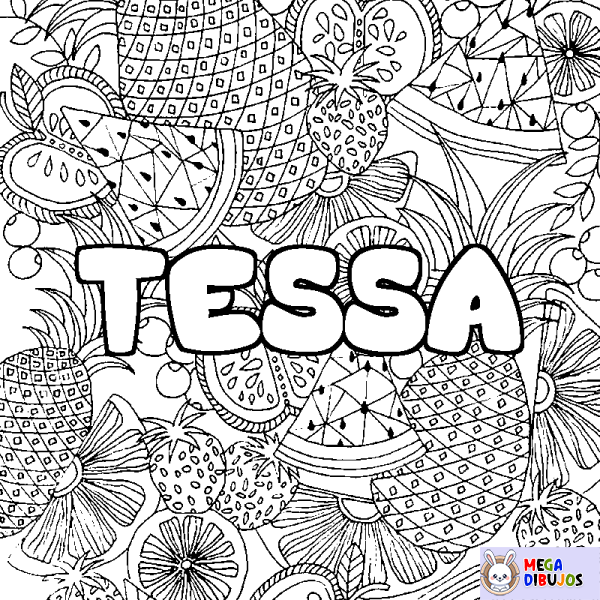 Coloración del nombre TESSA - decorado mandala de frutas