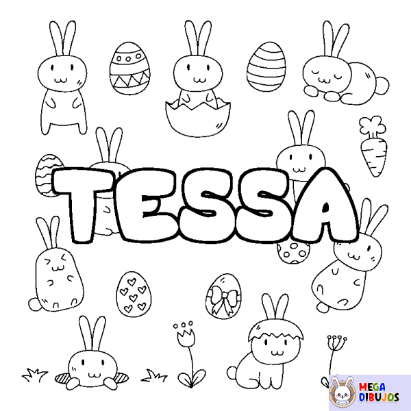 Coloración del nombre TESSA - decorado Pascua