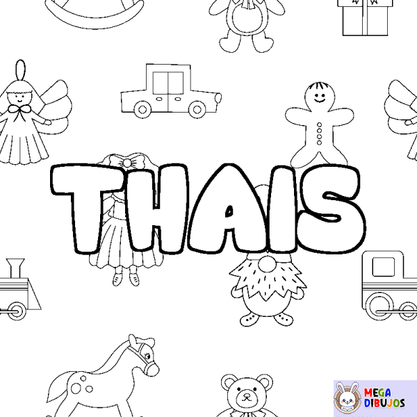 Coloración del nombre THAIS - decorado juguetes