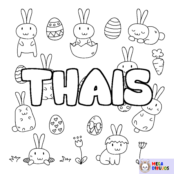 Coloración del nombre THAIS - decorado Pascua