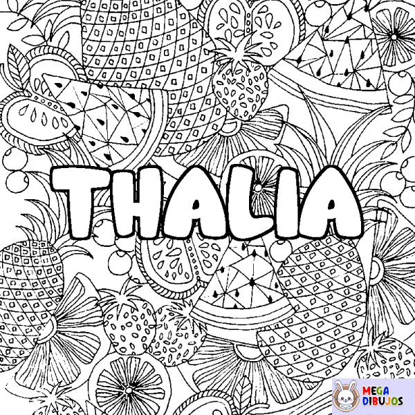 Coloración del nombre THALIA - decorado mandala de frutas