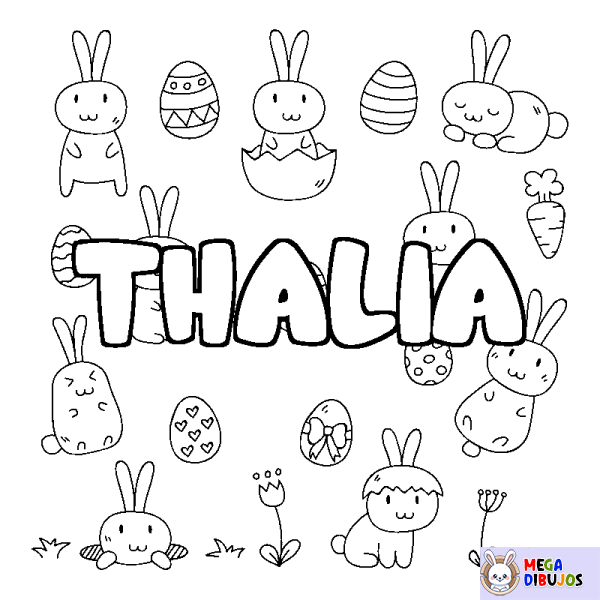 Coloración del nombre THALIA - decorado Pascua