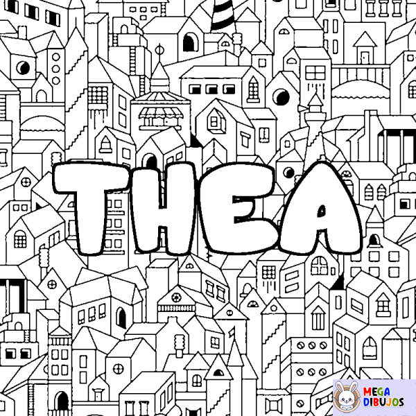 Coloración del nombre THEA - decorado ciudad