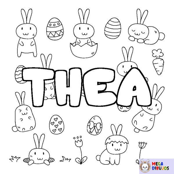 Coloración del nombre THEA - decorado Pascua