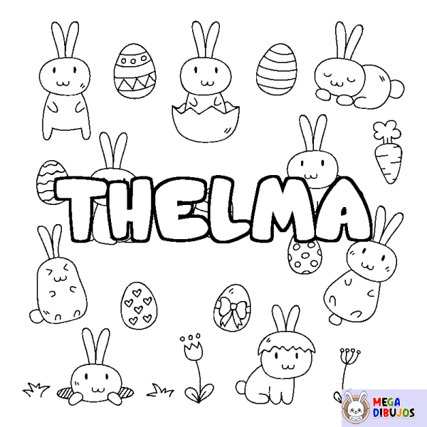 Coloración del nombre THELMA - decorado Pascua