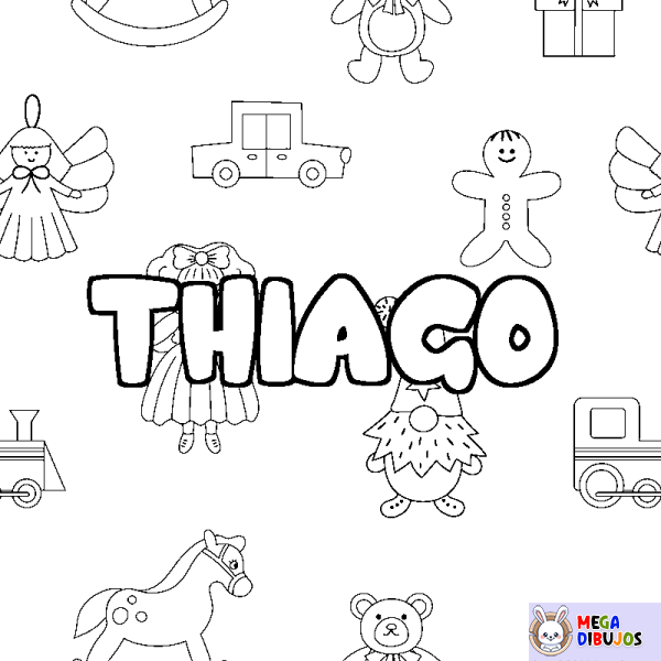 Coloración del nombre THIAGO - decorado juguetes